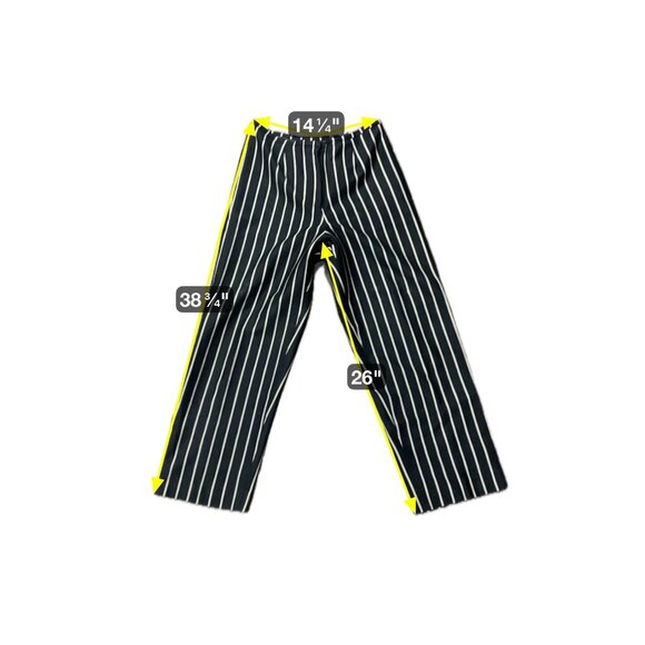 Striped Wide Leg Pants Black White Flat Front Career Work Business Casual - Picture 5 of 7